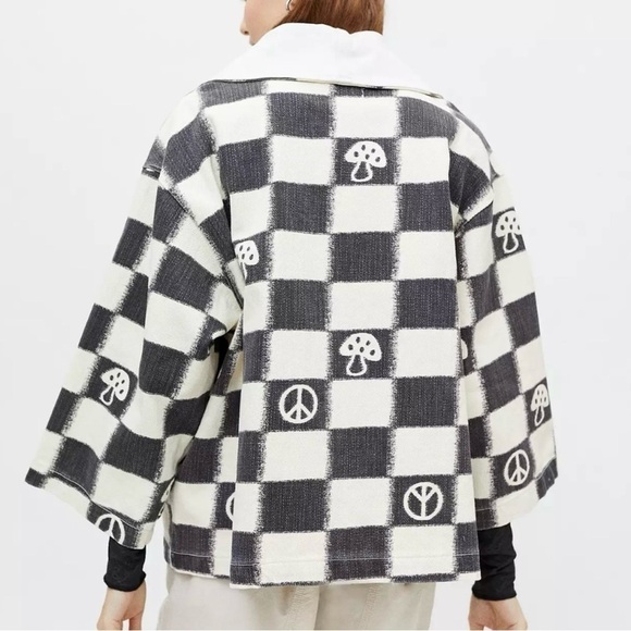 Urban Outfitters REI Wide Sleeve Open Wrap Oversized Jacket Womens XS/S Checker - Picture 8 of 15